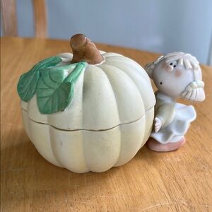 Vintage Bumpkins Ceramic Pumpkin Trinket Box